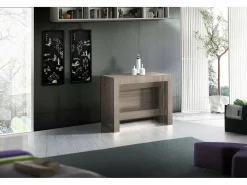 Discount Dmora Consola extensível Dguigo, Consola extensível até 12 lugares, Mesa com suportes de extensão, 100% Fabricado em Itália, 51/300x90h77 cm, Olmo pérola Castanho
