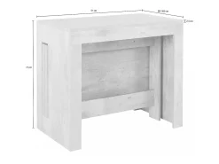 Consola|Dmora Consola extensível Dguigo, Consola extensível até 12 lugares, Mesa com suportes de extensão, 100% Fabricado em Itália, 51/300x90h77 cm, brilhante Branco