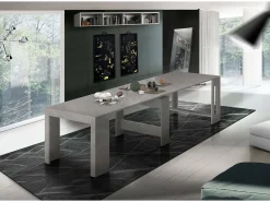 Consola*Dmora Consola extensível Dguigo, Consola extensível até 12 lugares, Mesa com suportes de extensão, 100% Fabricado em Itália, 51/300x90h77 cm, Mármore Cinzento