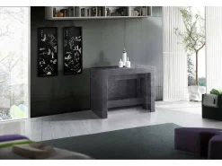 Consola*Dmora Consola extensível Dguigo, Consola extensível até 12 lugares, Mesa com suportes de extensão, 100% Fabricado em Itália, 51/300x90h77 cm, Ardósia Cinzento