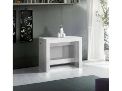 Consola*Dmora Consola extensível Dguigo, Consola extensível até 12 lugares, Mesa com suportes de extensão, 100% Fabricado em Itália, 51/300x90h77 cm, Lariço brilhante Branco
