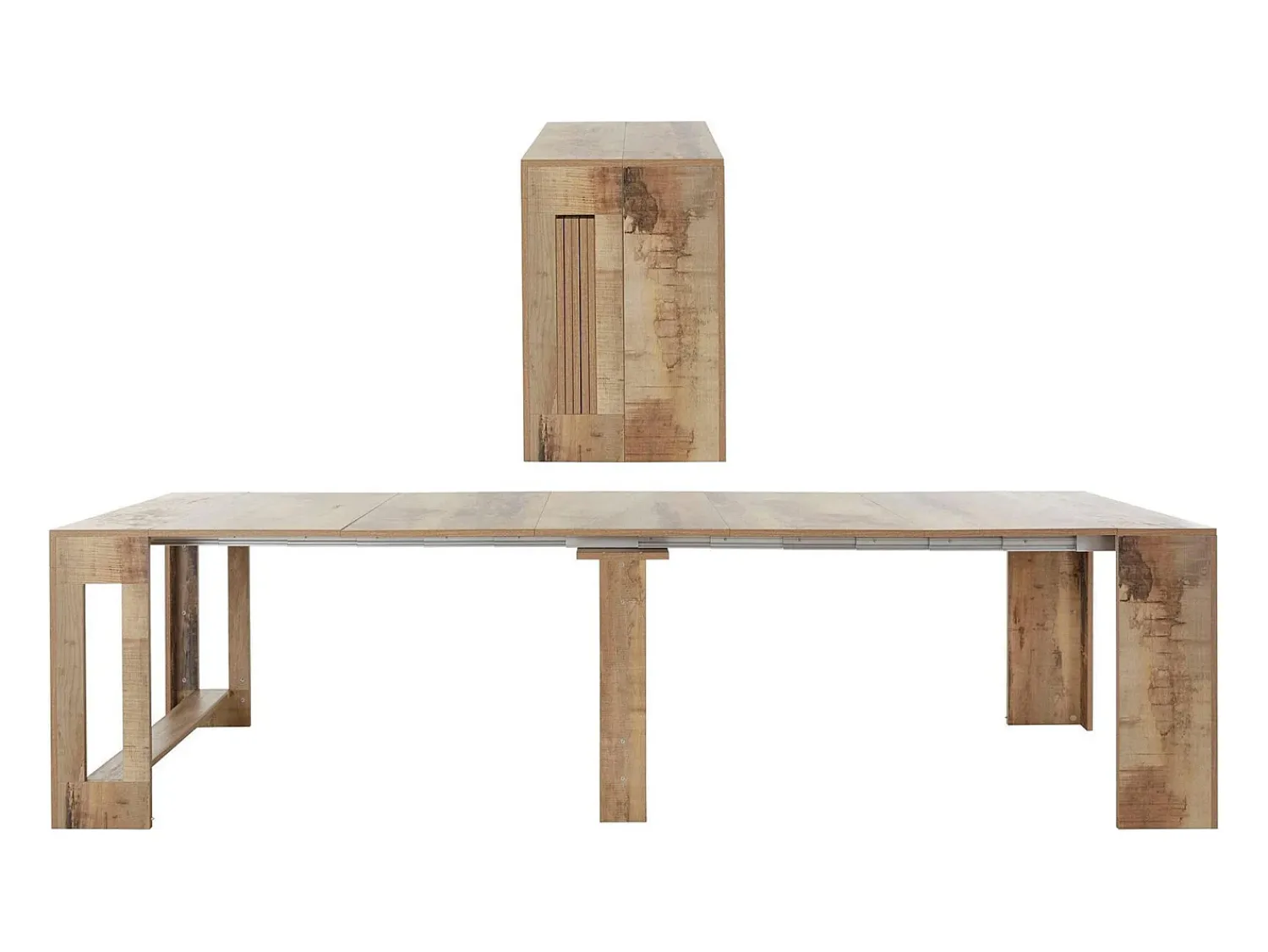 Discount Dmora Consola extensível Dguigo, Consola extensível até 12 lugares, Mesa com suportes de extensão, 100% Fabricado em Itália, 51/300x90h77 cm, Bordo Castanho