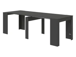 New Dmora Consola extensível Diluna, Mesa de jantar extensível, Prateleira com extensões multiusos extensíveis até 10 lugares, 51/237x90h78 cm, Antracite Preto