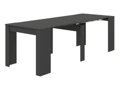 New Dmora Consola extensível Diluna, Mesa de jantar extensível, Prateleira com extensões multiusos extensíveis até 10 lugares, 51/237x90h78 cm, Antracite Preto