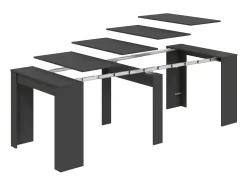 New Dmora Consola extensível Diluna, Mesa de jantar extensível, Prateleira com extensões multiusos extensíveis até 10 lugares, 51/237x90h78 cm, Antracite Preto