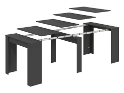 New Dmora Consola extensível Diluna, Mesa de jantar extensível, Prateleira com extensões multiusos extensíveis até 10 lugares, 51/237x90h78 cm, Antracite Preto
