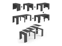 New Dmora Consola extensível Diluna, Mesa de jantar extensível, Prateleira com extensões multiusos extensíveis até 10 lugares, 51/237x90h78 cm, Antracite Preto