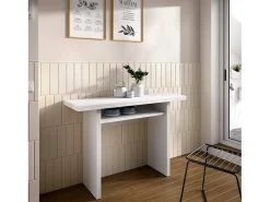 Consola|Dmora Consola extensível Dmanuel, Consola auxiliar extensível multiposições, Mesa de jantar dobrável com tampo rebatível, 110x33/66h75 cm, Branco