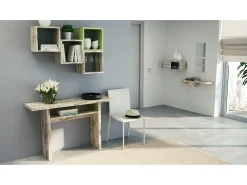 Consola*Dmora Consola extensível Dwales, Mesa de jantar com abertura para livro, Consola multiuso extensível, 100% Fabricado em Itália, 120x70h75 cm, Vintage Natural claro