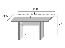 Consola|Dmora Consola extensível lavanda, Mesa de jantar com abertura rebatível, Consola multiusos extensível, 100% Fabricado em Itália, 120x70h75 cm, Branco