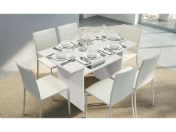 Consola|Dmora Consola extensível lavanda, Mesa de jantar com abertura rebatível, Consola multiusos extensível, 100% Fabricado em Itália, 120x70h75 cm, Branco