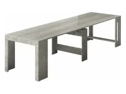Consola*Dmora Consola extensível Martino, Consola extensível até 12 lugares, Mesa com suportes de extensão, 100% Fabricado em Itália, 51/300x90h77 cm, Cimento Cinzento