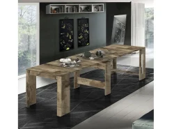 Hot Dmora Consola extensível Martino, Consola extensível até 12 lugares, Mesa com suportes de extensão, 100% Fabricado em Itália, 51/300x90h77 cm, Bordo Castanho