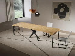 Consola*ITAMOBY Consola extensível 90x40/300 cm Carvalho natural Saki com pés antracite Castanho