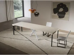 Consola|ITAMOBY Consola extensível 90x40/300 cm Pernas brancas Saki cashmere Bege