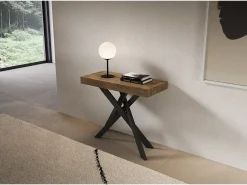 Consola*ITAMOBY Consola extensível 90x40/196 cm Saki Pernas pequenas em nogueira antracite Castanho