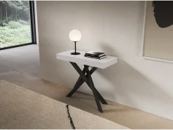 Clearance ITAMOBY Consola extensível 90x40/196 cm Saki Pequenas pernas brancas cinza antracite Branco