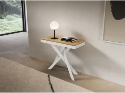 ITAMOBY Consola extensível 90x40/300 cm Saki Evolution moldura branca carvalho natural^ Consola