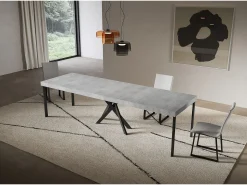 Consola*ITAMOBY Consola extensível 90x40/300 cm Saki Premium pernas betão antracite Cinzento