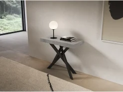 Consola*ITAMOBY Consola extensível 90x40/300 cm Saki Premium pernas betão antracite Cinzento
