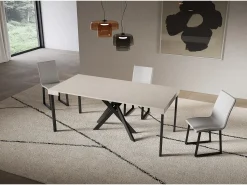 Consola*ITAMOBY Consola extensível 90x40/196 cm Saki Pernas pequenas em caxemira antracite Bege
