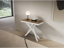 ITAMOBY Consola extensível 90x40/300 cm Saki Evolution moldura branca nogueira^ Consola