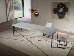 Consola*ITAMOBY Consola extensível 90x40/300 cm Saki Premium pernas de betão branco Cinzento