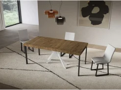 Discount ITAMOBY Consola extensível 90x40/300 cm Saki Premium pernas brancas nogueira Castanho