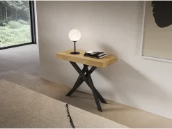 Consola*ITAMOBY Consola extensível 90x40/196 cm Saki Pequenas pernas em carvalho natural antracite Castanho