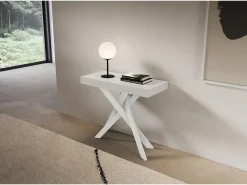 Best ITAMOBY Consola extensível 90x40/300 cm Saki Premium cinza pernas brancas Branco