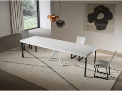 Best ITAMOBY Consola extensível 90x40/300 cm Saki Premium cinza pernas brancas Branco