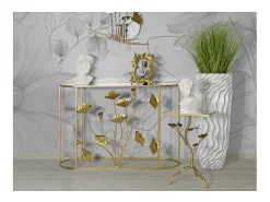 Consola| Consola Folha 73, Ouro, 120x40x80 cm, Kendra Home Dourado