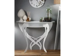 Consola* Consola Frida 110x35x85 cm em ferro pintado de Elegante design floral perfurado Móveis que economizam espaço para entrada ou sala de estar Preto