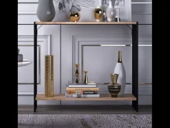 Consola*Concept-Usine Consola industrial PITEA com prateleiras de madeira Natural claro