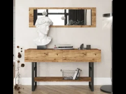 Consola|Concept-Usine Consola industrial TARA com 2 nichos fechados Natural claro