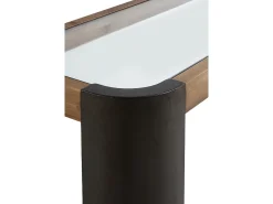 Consola* Consola metálica com madeira e vidro Castanho