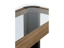 Consola* Consola metálica com madeira e vidro Castanho