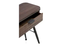 Consola| Consola metálica com tampo e 2 gavetas de madeira Castanho