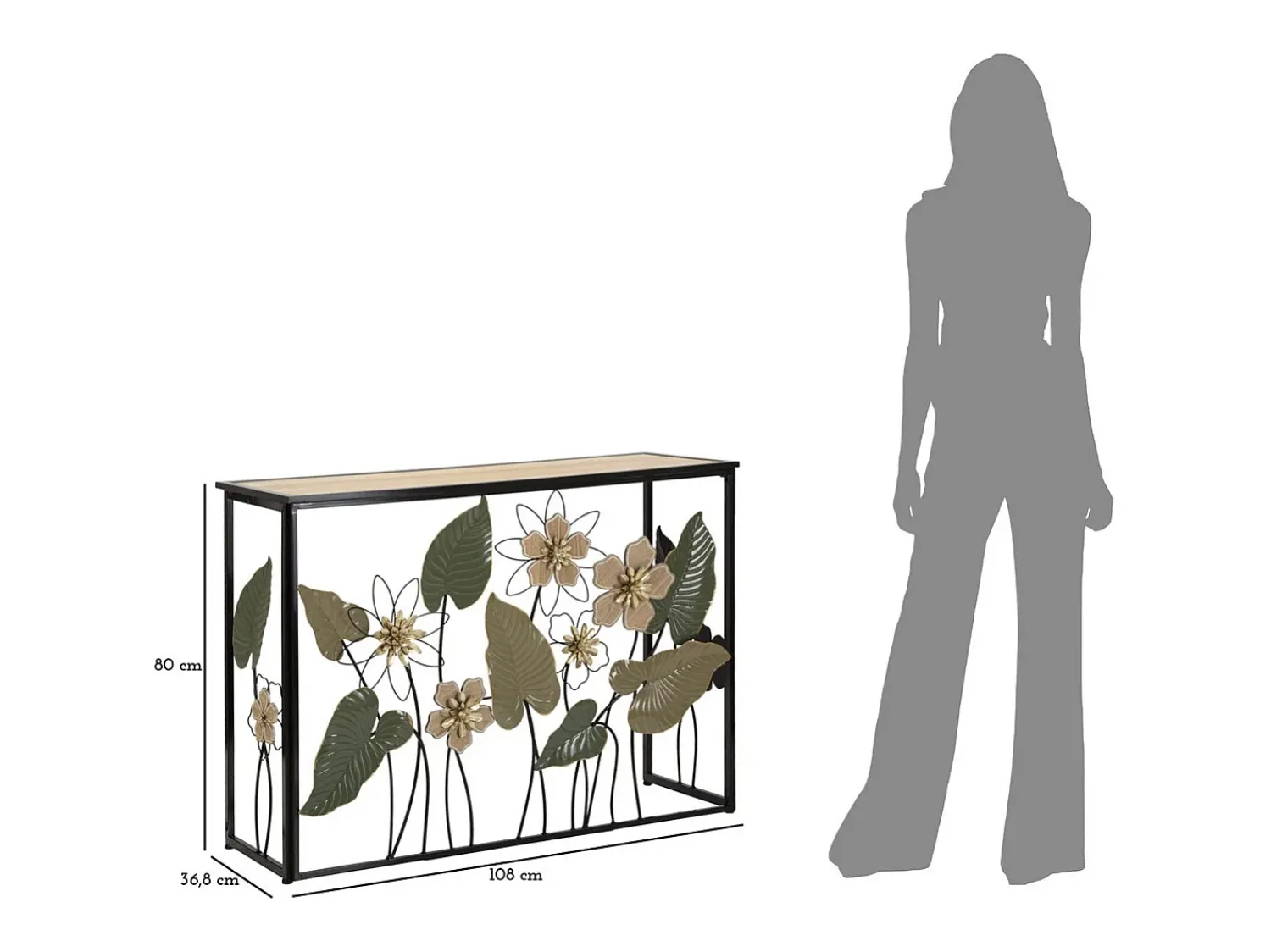 Consola Natura 2, Multicolorido, 108x36,8x80 cm, Kendra Home^ Consola