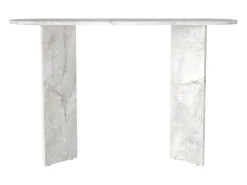 Consola|Vente-unique Consola oval de cor efeito mármore - TOPANIA Branco