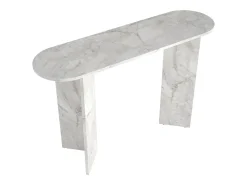 Consola|Vente-unique Consola oval de cor efeito mármore - TOPANIA Branco
