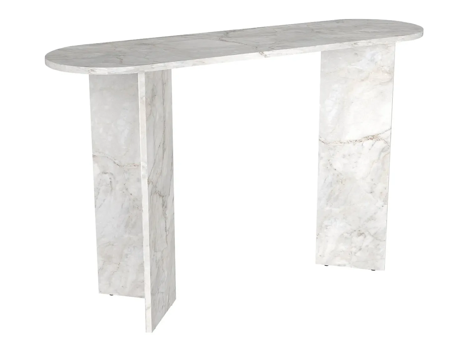 Consola|Vente-unique Consola oval de cor efeito mármore - TOPANIA Branco