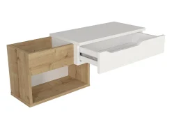 Vente-unique Consola suspensa com 1 gaveta e 2 nichos cor natural e branco - DAREKA^ Consola