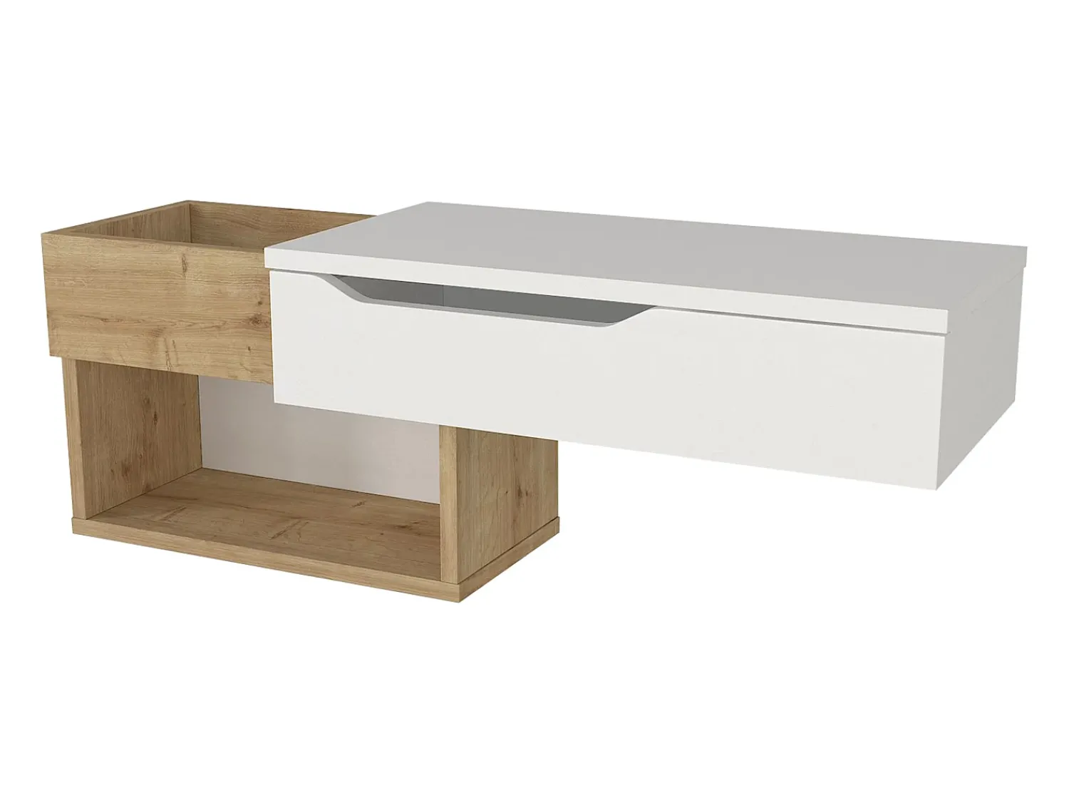 Vente-unique Consola suspensa com 1 gaveta e 2 nichos cor natural e branco - DAREKA^ Consola