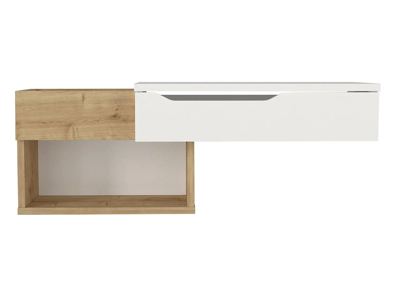 Vente-unique Consola suspensa com 1 gaveta e 2 nichos cor natural e branco - DAREKA^ Consola