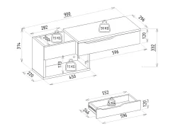 Vente-unique Consola suspensa com 1 gaveta e 2 nichos efeito mármore - DAREKA^ Consola