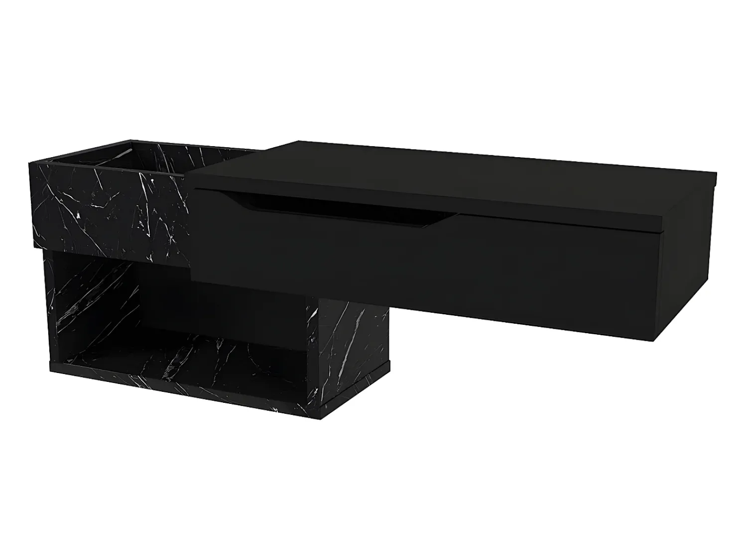 Vente-unique Consola suspensa com 1 gaveta e 2 nichos efeito mármore - DAREKA^ Consola