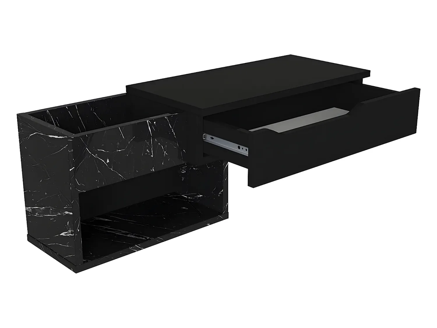 Vente-unique Consola suspensa com 1 gaveta e 2 nichos efeito mármore - DAREKA^ Consola