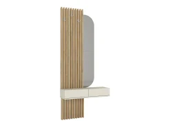 Consola|Vente-unique Consola suspensa com espelho, 2 portas e 3 cabides - Bege e natural claro - MERYDA Bege / Natural claro