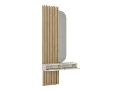 Consola|Vente-unique Consola suspensa com espelho, 2 portas e 3 cabides - Bege e natural claro - MERYDA Bege / Natural claro
